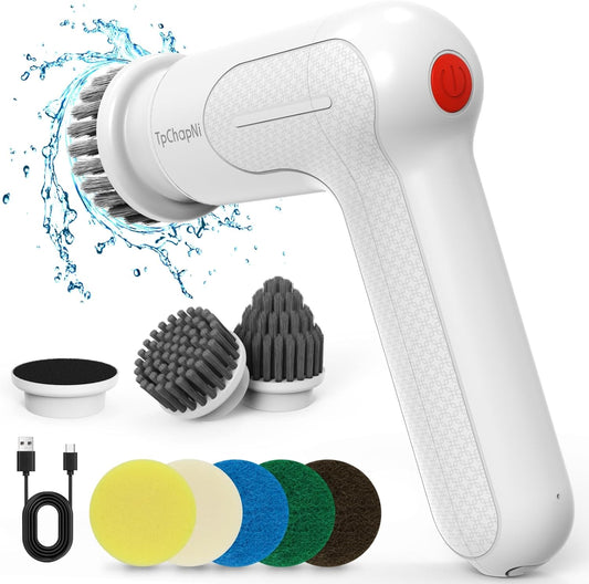 Electric Spin Scrubber Cordless, 7 Replaceable Brushes Heads